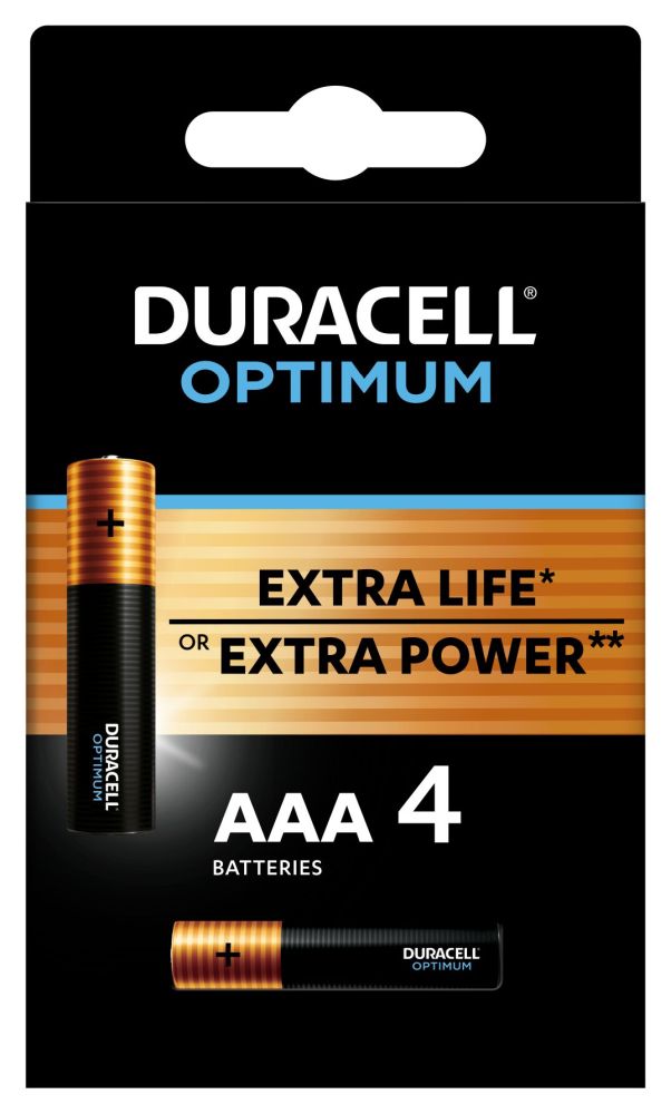 батарейки DURACELL OPTIMUM LR03/MX2400 4BP (4 ШТ)