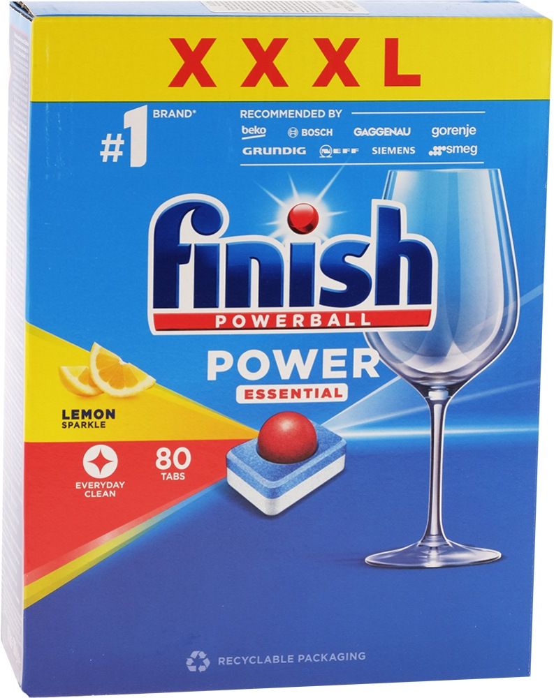 таблетки для посудомоечной машины FINISH А80 POWER ESSENTIAL LEMON