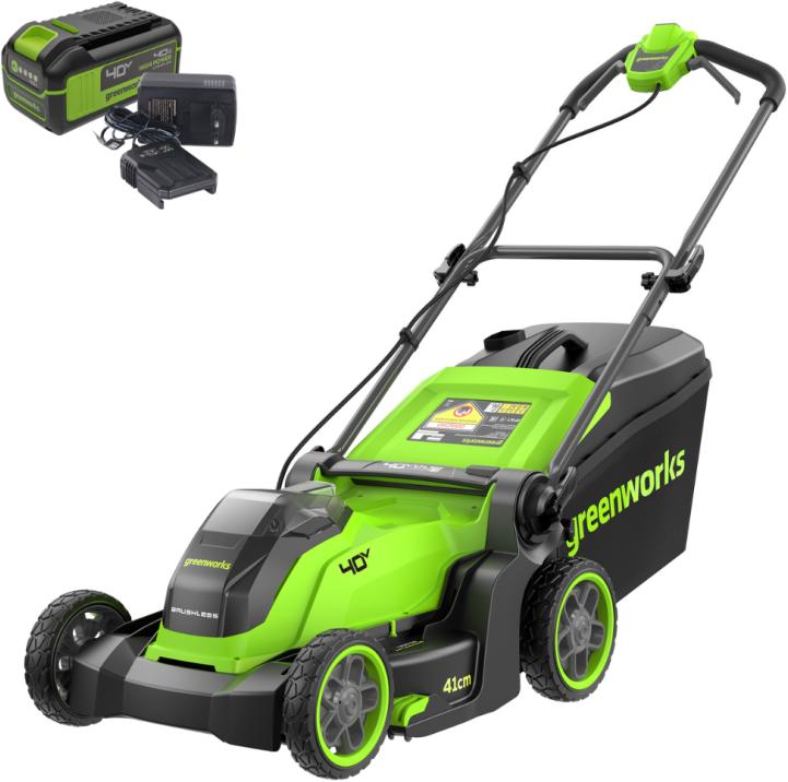 Газонокосилка аккумуляторная GREENWORKS GD40LM411K4 (2521007UB) Газонокосилка аккумуляторная GREENWORKS GD40LM411K4 (2521007UB)