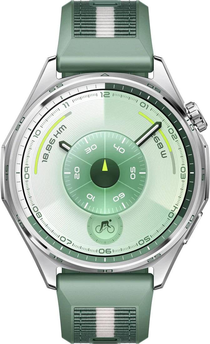 Умные часы HUAWEI Watch GT 6 46 мм (серебристый, с зеленым плетеным ремешком)