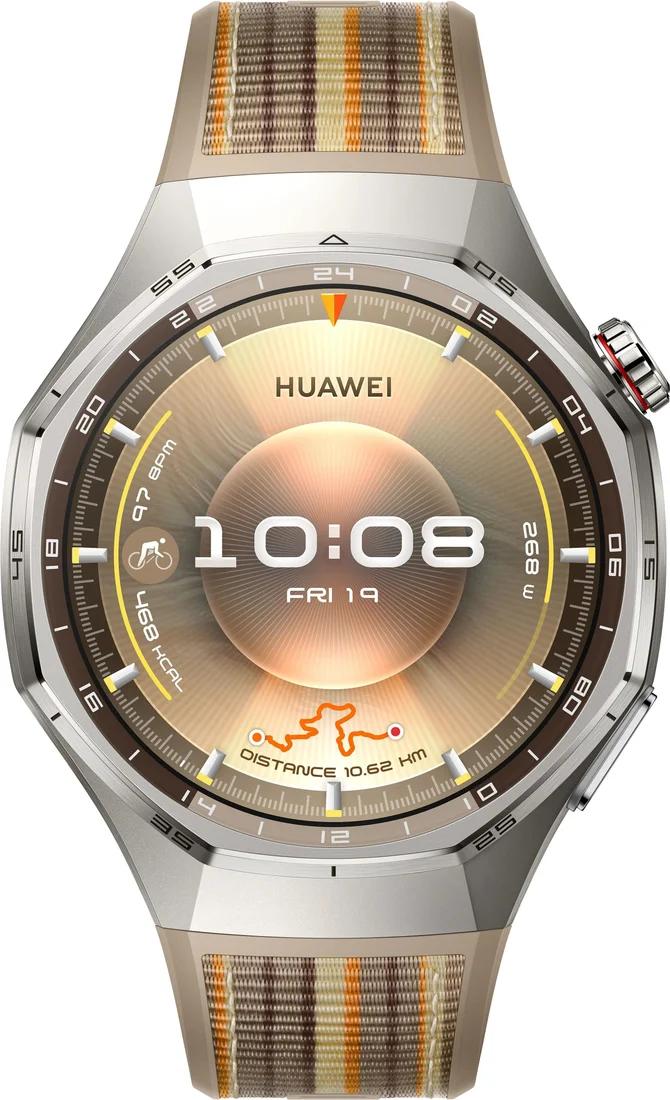 Умные часы HUAWEI Watch GT 6 Pro 46 мм (серебристый, с коричневым плетеным ремешком)