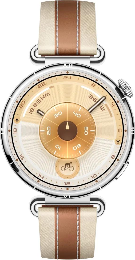 Умные часы HUAWEI Watch GT 6 41 мм (серебристый, с коричневым кожаным ремешком)