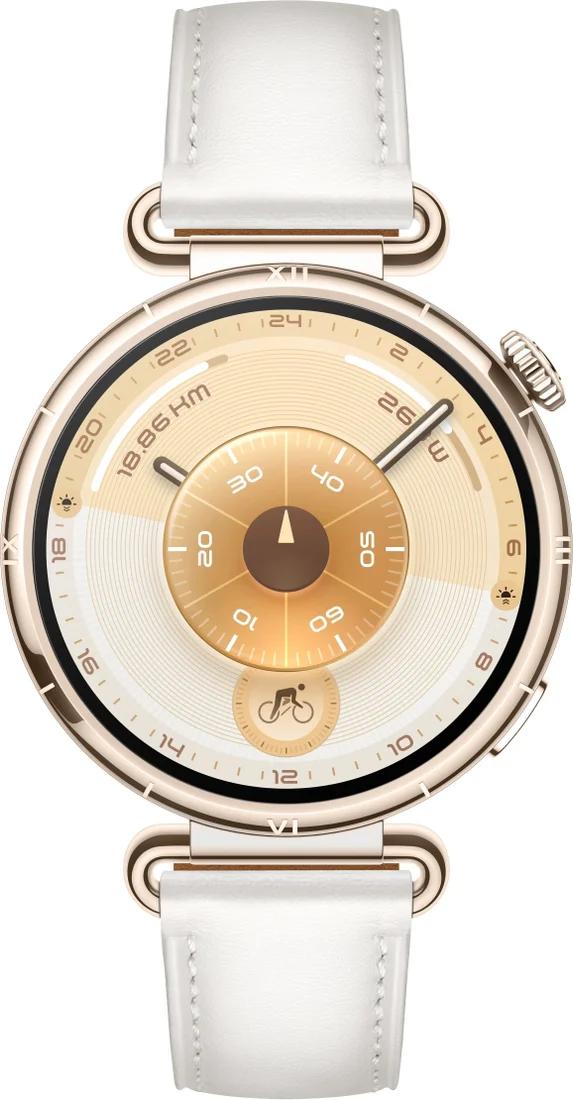 Умные часы HUAWEI Watch GT 6 41 мм (золотистый, с белым кожаным ремешком)