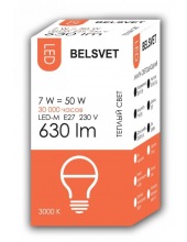 BELSVET  LED-M G45 7 W 3000 K E27 