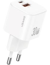 ������� �/� USAMS 30W GaN Mini Dual-Port Fast Charger A+C CC263TC02 (�����)
